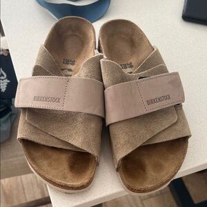 Birkenstock Beige Suede Cross-Strap Sandals
